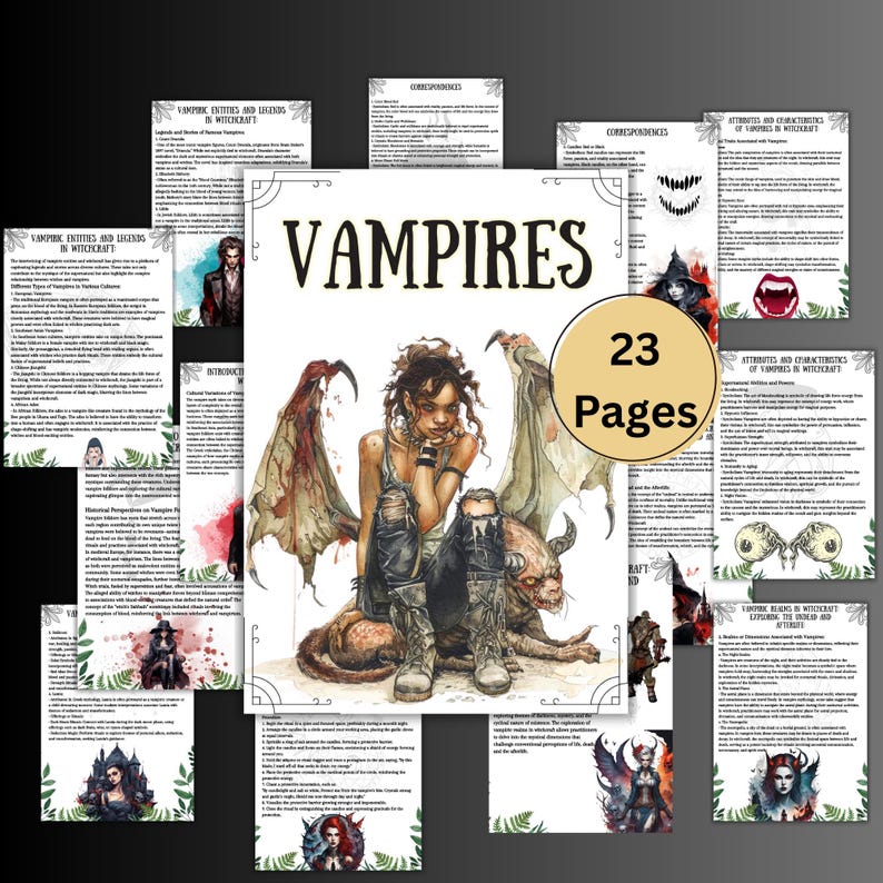 Vampire Grimoire Pages, Printable Book of Shadows, Wiccan, Vampire ...