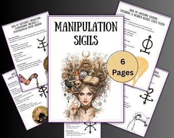 Pacchetto di sigilli di manipolazione, pagina del grimorio di stregoneria, esoterico, sigilli di stregoneria, occulto, rituale, magia, guida ai sigilli, pdf della strega BOS