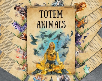 Totem animals grimoire pages for book of shadows, witchcraft basics, spirit animals, guides, familiars rituals, pagan, witch, BOS pages
