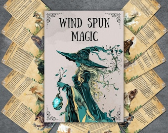 Wind spun magic pages, grimoire bundle, digital book of shadows, witchcraft rituals, wicca tools, Magick, pagan, spell, beginner, BOS