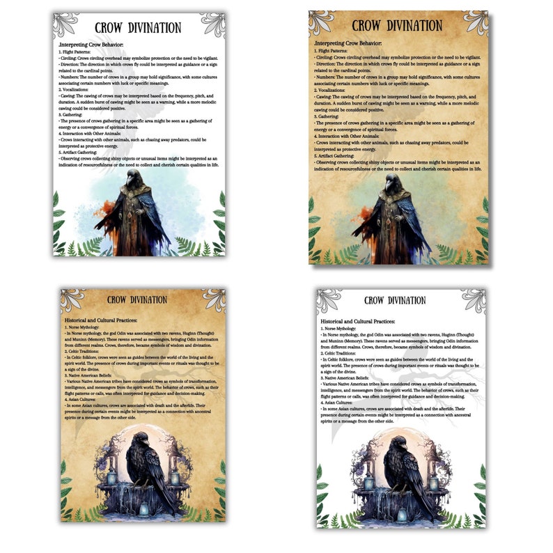 Secret Crows Grimoire Pages, Wiccan Book of Shadows, Crows Rituals ...