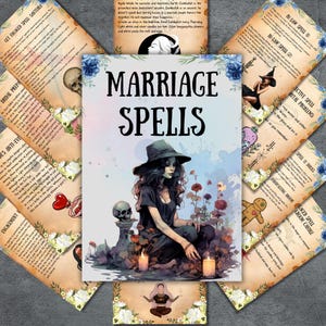 Marriage spells bundle, witchcraft book of spells, wicca magic spells, witchy, pagan, occult, Baby witch, Printable grimoire spells pages