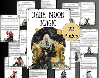 Dark Moon Magic grimoire pages, lunar witchcraft Book of shadows, Moon Rituals, Pagan, Wiccan, Witch, Printable, BOS pages