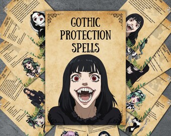 Secret Gothic protection spells: Goth Grimoire pages, Book of shadows, protection magic Witcchcraft BOS