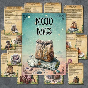 Mojo bags pagine grimorio, amuleti, stregoneria, libro delle ombre, wicca, rituali mojo bag, stregoneria per principianti, pagano, stampabile, magia, pagine BOS