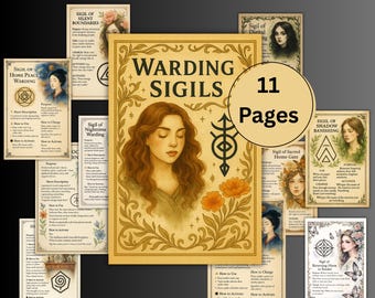 Warding Sigil Bundle, Grimoire pages, Protection, witchy, Magical Sigil, witchcraft symbols, Beginner witch sigil, Guide, BOS