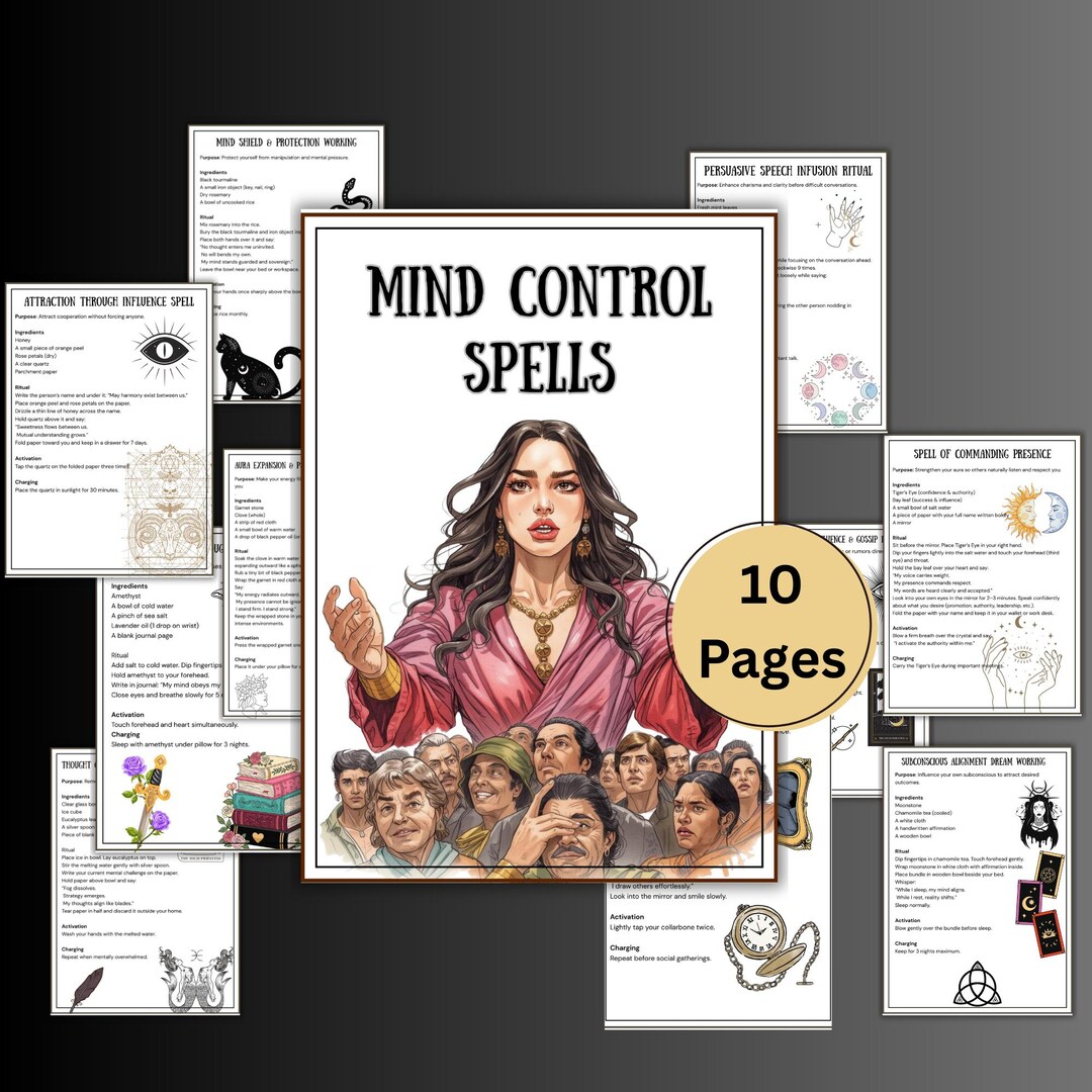 Secret Mind Control Spells Pages, Grimoire, Influence Magic, Domination ...