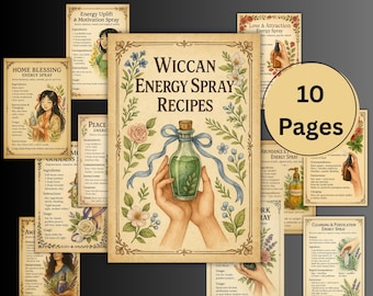 Wiccan Energy Spray Recipes, Grimoire pages, Wicca Witches Journal, pagan, Book of shadows, rituals, basics, beginner witch BOS pages