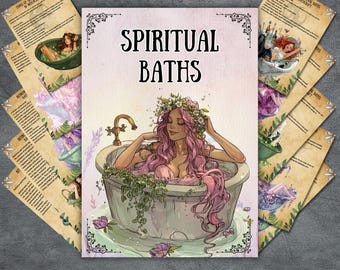 Secret Spiritual Baths grimoire, book of shadows pages, ritual bath, magical bath, cleansing, witch recipes, witchcraft, wicca, BOS pages