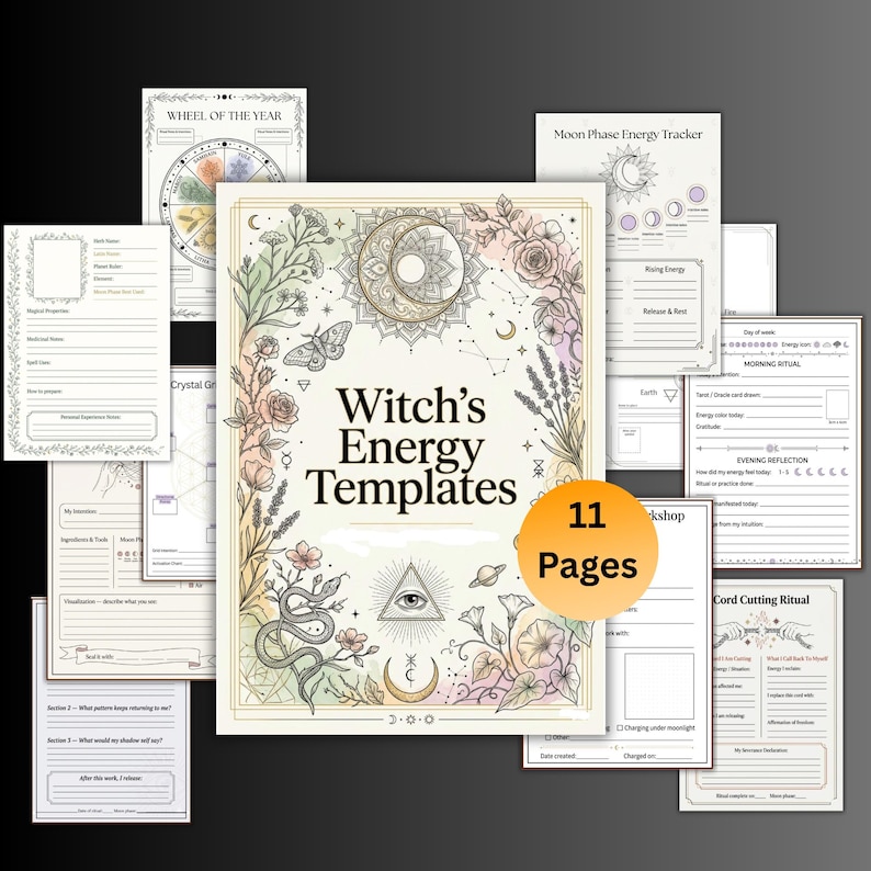 Witches Energy Templates, Witchy Planner, Grimoire Digital, Planner ...