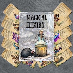 Élixirs de sorcellerie, pages du grimoire, potions, livre wicca des ombres, recettes d'élixirs, rituels, sorcière débutante, potions magiques, BOS