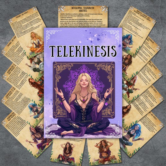 Telekinesis grimoire pages, psychic book of shadows, psychic power rituals, abilities, witchcraft, wicca, magic, witchy printable, BOS