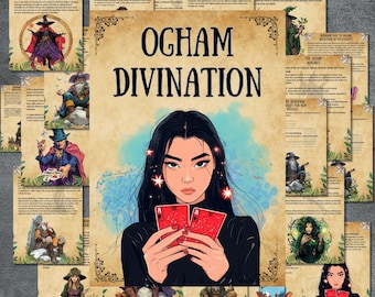 Páginas secretas del grimorio de adivinación Ogham, libro de las sombras de adivinación, brujería, celta, rituales Ogham, pagano, imprimible de brujería, página del Libro de las Sombras