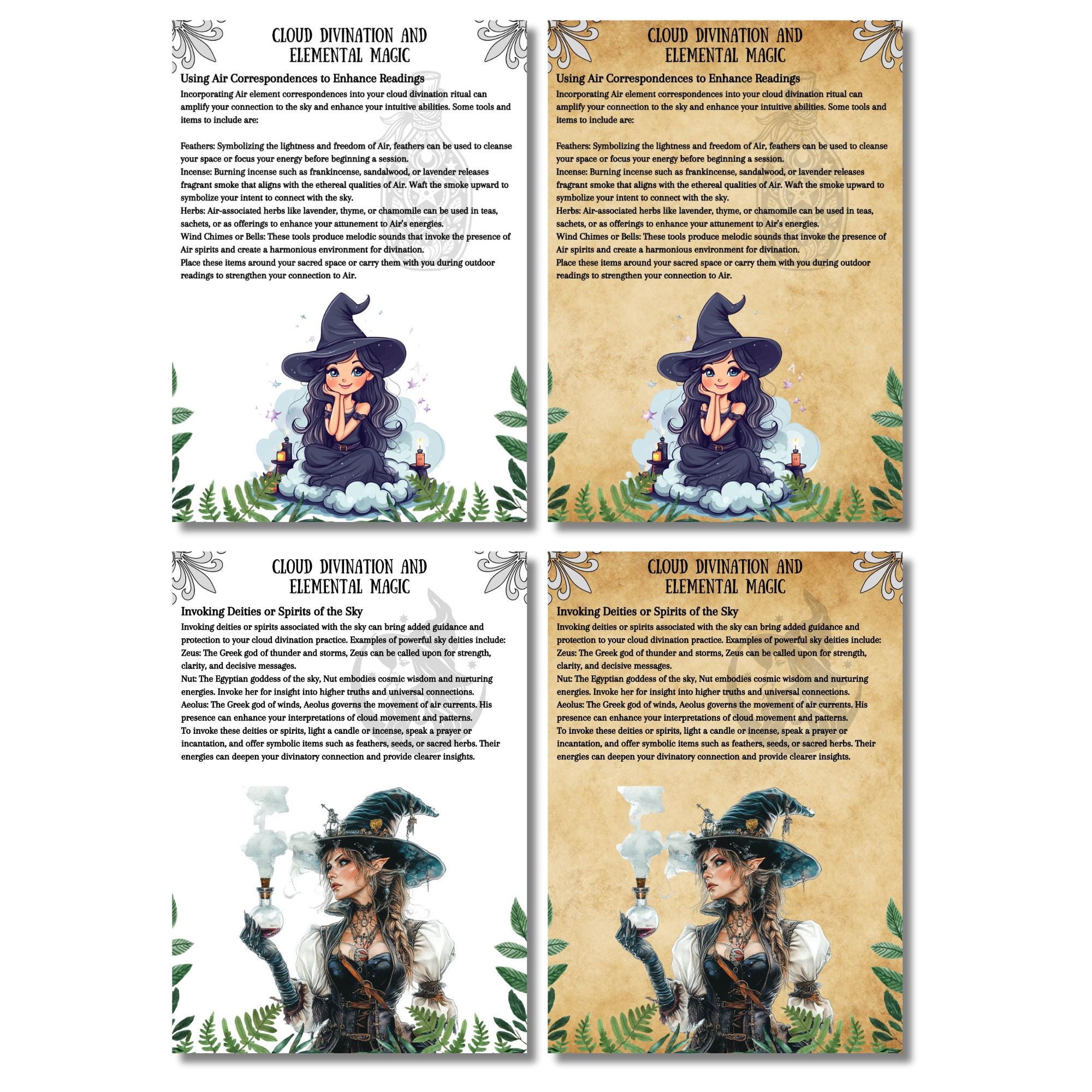 Cloud Divination Grimoire Pages, Witches Types, Divination Book of ...