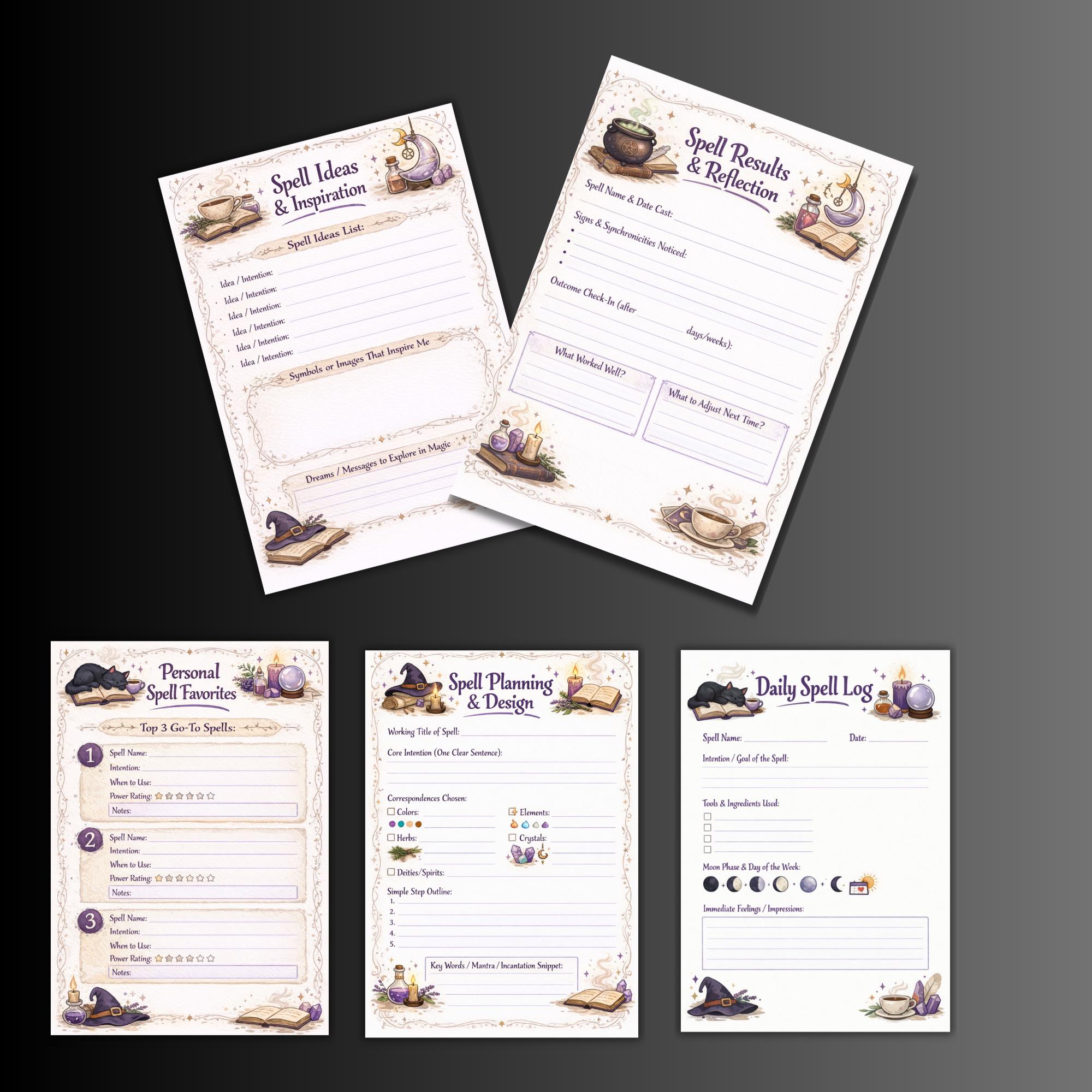 Witch Spells Journal Workbook, Witchcraft Planner, Spell Work Tracker ...