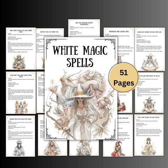 Secret White Magic Spells Pages, Grimoire Spells, Beginner witchcore, A4 Spell, Charms, Talisman, Ritual, white witch, Magic Ebook
