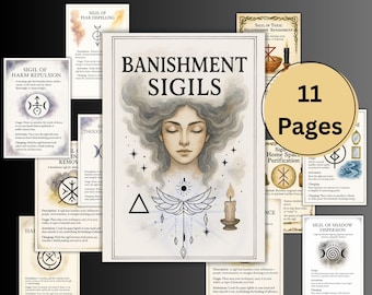 Secret Banishment Sigils Grimoire Pages, Protection Sigil Magic, Negativity, Ghosts, evil, entity Removal, sigils Journal, Spells BOS