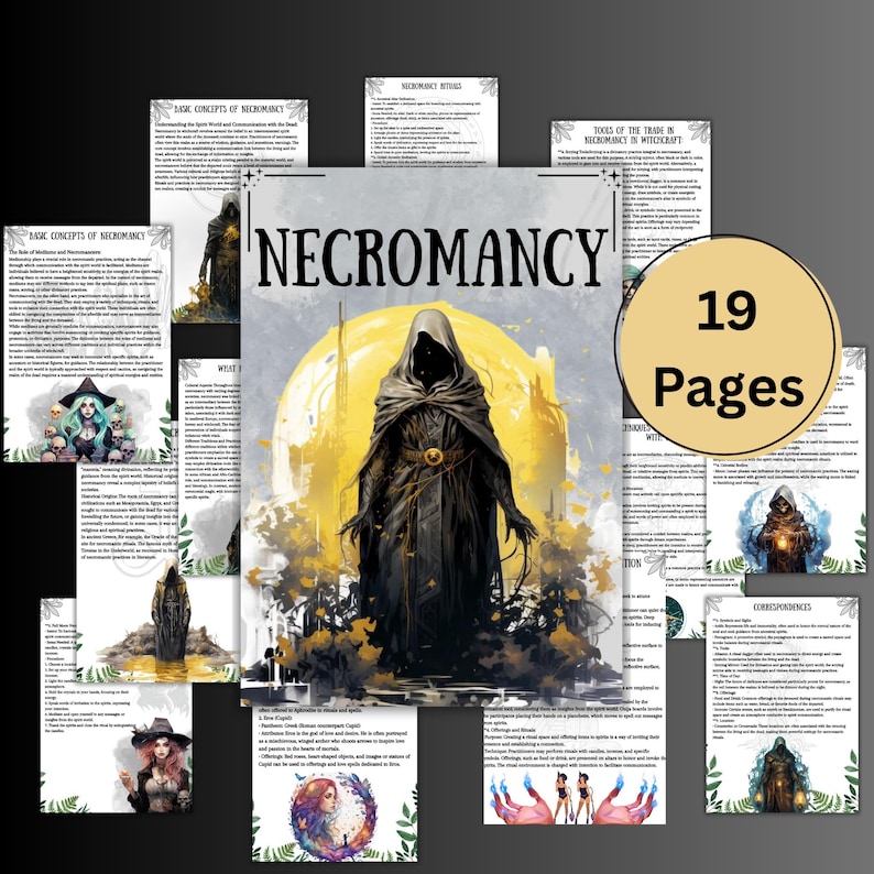 Secret Necromancy grimoire pages, Witchcraft Book of shadows, magic, Necromancy Rituals, Pagan, Witchy Printable, BOS pages image 1