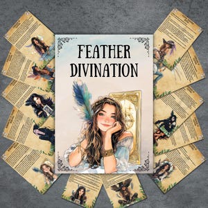 Secret feather divination pages for grimoire or book of shadows, printable, tools, witch BOS