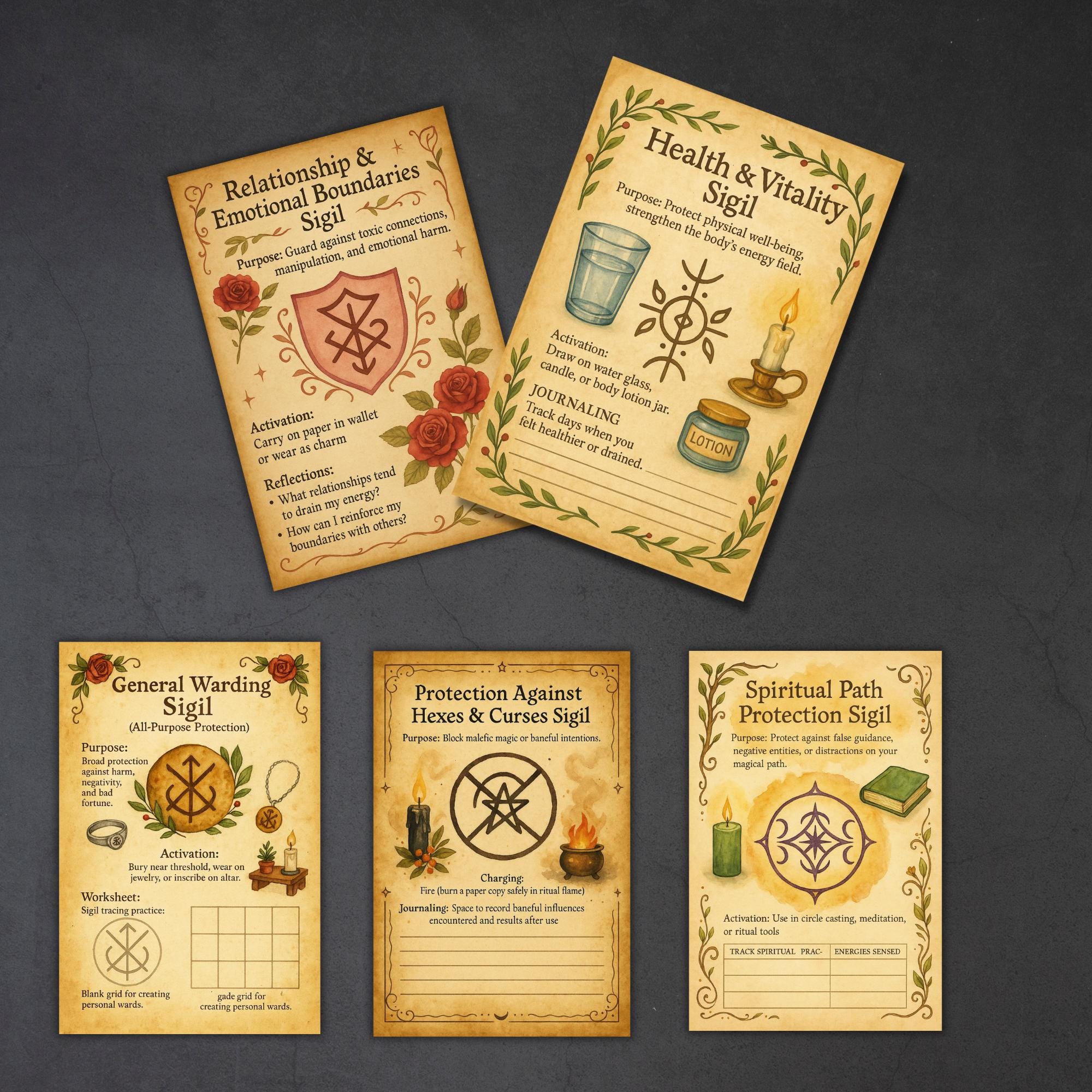 Magick Ritual Rites Sigils Witchcraft Protection Magic Sigil Pages, Grimoire, Book of Shadows ...