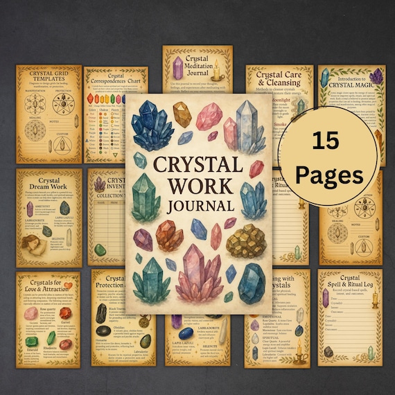 Real Crystal Magic Guide, Crystal work book of shadows, grimoire, Crystal grids, rituals, spells, tools, Ebook, Pagan, crystal BOS