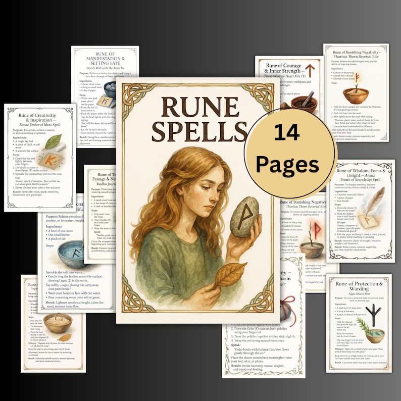 Rune Spell Book, Rune Magic Printable, Runes List, Rune Guide, Meanings ...