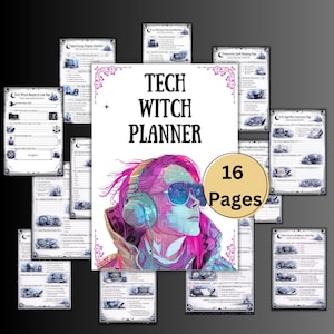 Tech Witch Planer, Hexenjournal, Tech Witchcraft Planereinsätze, Ritual, Zauber, Digital Magic Plan, Pagan, BOS, Printable Tracker
