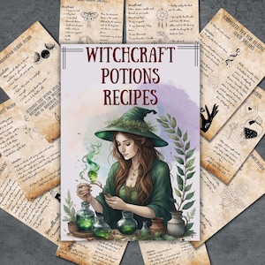 Ultimate Potion Recipes, witchy Book of shadows Pages, baby witch, Grimoire Printable, Occult, Pagan, Witchy Rituals