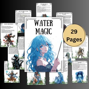 Pagine del grimorio magico dell'acqua segreta, libro delle ombre wicca, stregoneria, rituali dell'acqua, pagano, stampabile per streghe, strega, pagine BOS