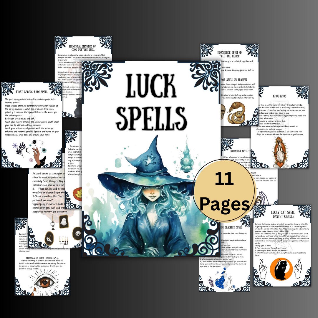 Secret Luck Spellbook Kit, Wiccan Luck Magic, Printable Witchcraft ...