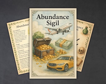 Abundance Sigil, prosperity spell, digital grimoire pages, book of shadows, occult, Magic Sigils, BOS, Printable Sigil Witchcraft