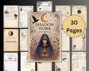 Hidden Shadow Work Journal Pages, witchy planner, digital grimoire, rituals, prompts, book of shadows, witchcraft, Inner child, BOS