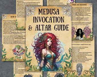 Medusa Altar Guide, Invocation, Printable Grimoire pages, Book of shadows, Wiccan witchcraft, Medusa Magic rituals, BOS, Beginner Witches