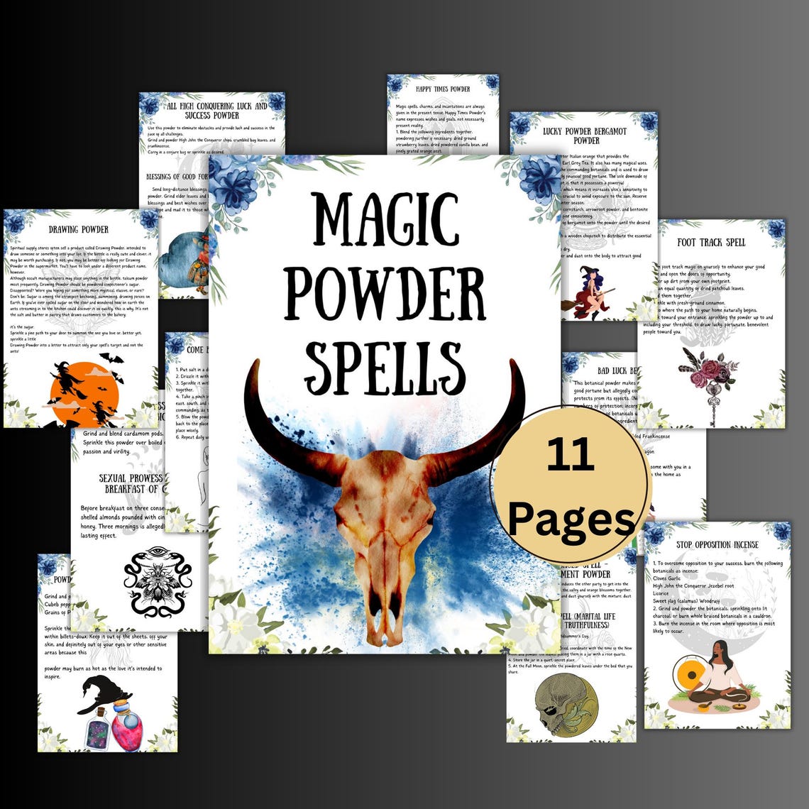 Witchcraft Powder SPELL Book, Printable Wicca Spells, Witches, Book of ...