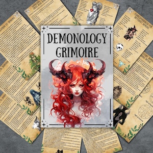 Guida all&#39;altare dei demoni, invocazione, pagine del grimorio, libro delle ombre stampabile dei demoni, sigilli di evocazione della stregoneria, pagano, strega bambina, BOS