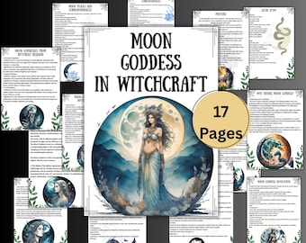 Páginas del grimorio de la diosa de la luna, Libro de las sombras imprimible, altar, oraciones, estatua, magia lunar, rituales, brujería Wicca, brujería para principiantes, BOS