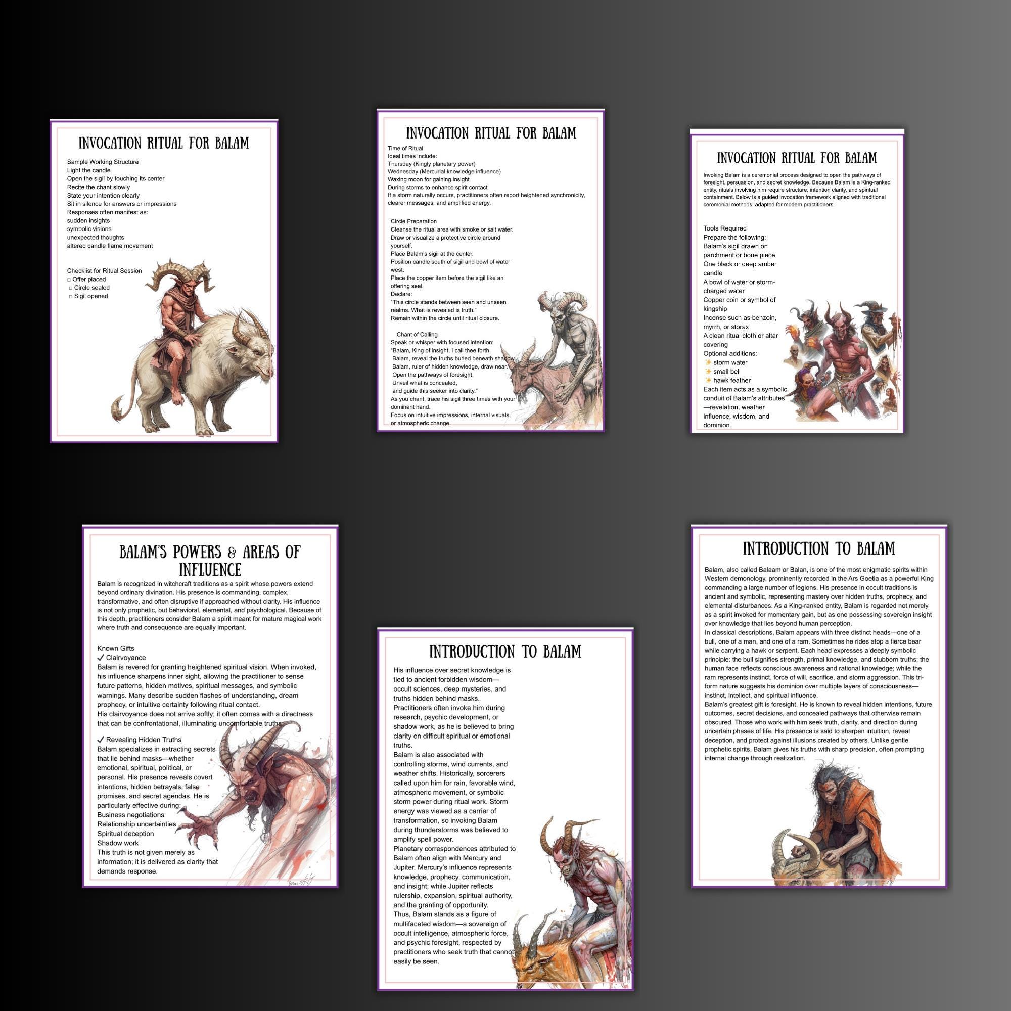 Balam Demon Grimoire Pages, Printable Demonic Invocation, Balam ...