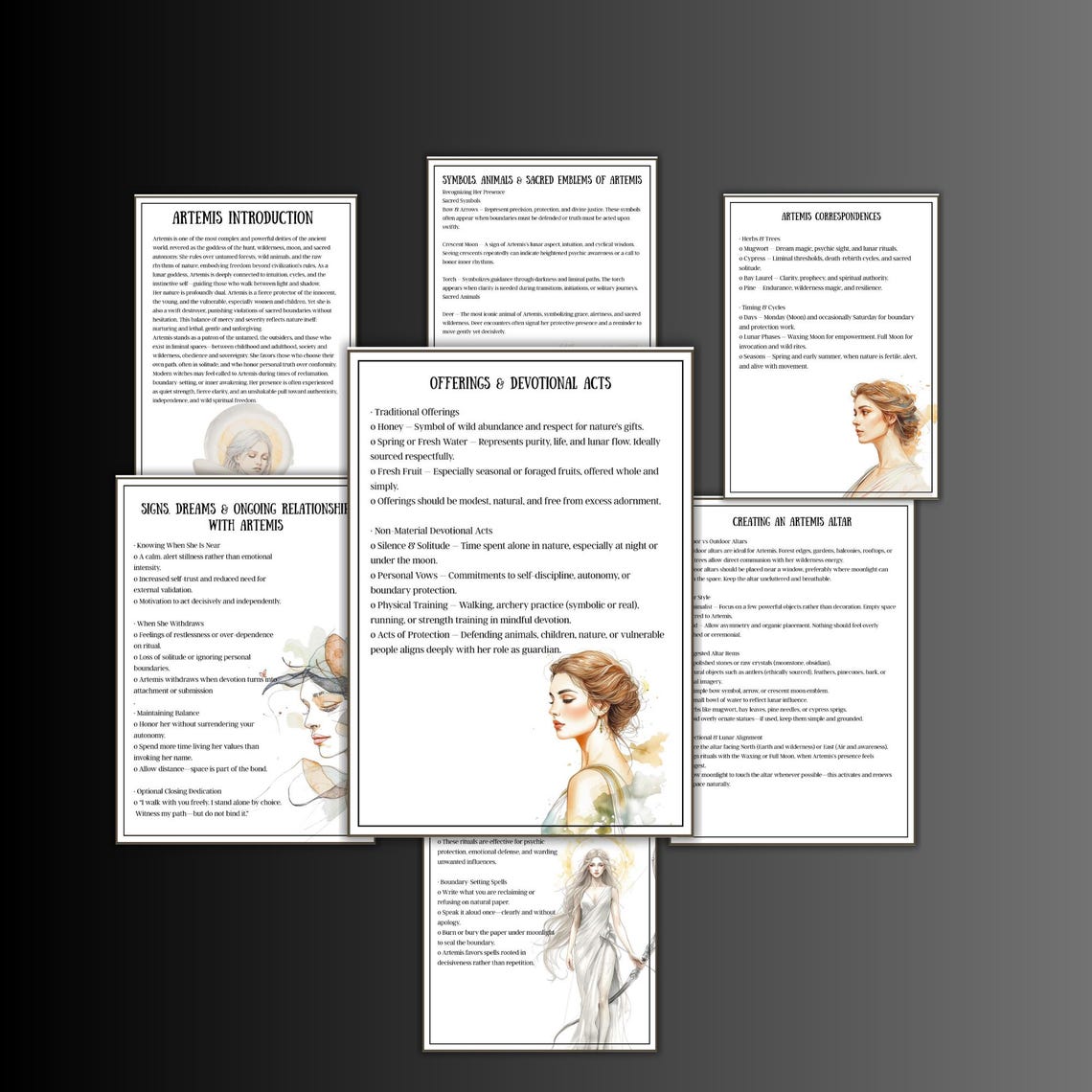 Greek Goddess Artemis Altar, Prayer, Invocation, Grimoire Pages ...