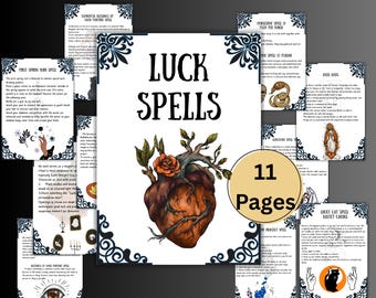 Best Luck Spells Book, Witchcraft book, witchy occult spells, Wiccan, Book of shadows, Rituals, Printable Spellbook, BOS grimoire pages