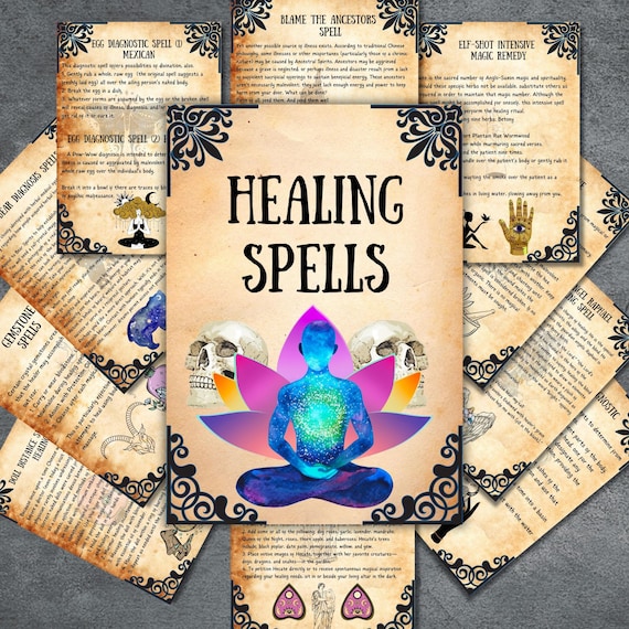 Healing spells kit, Book of Shadows pages, wicca spellbook, pagan, occult, Beginner witch, BOS, printable grimoire spells, Rituals
