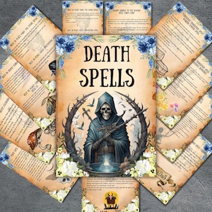Death Spells Bundle, Book of spell pages, Witchcraft, wicca magic spells, Occult, rituals, Printable spells grimoire, pagan witch kit
