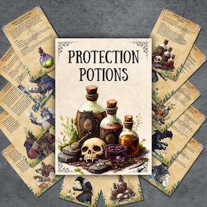 Protection Potion Grimoire Pages, Witchcraft potion Recipes, witch Book of Shadows, wicca, pagan, witchy, Protection, BOS pages