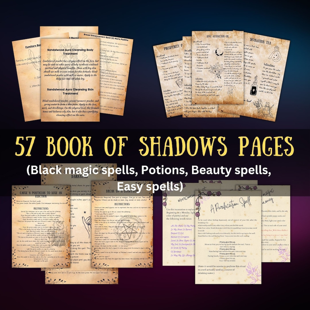 57 Book of Shadows Pages, Witchcraft Printable Grimoire Pages, Witchy ...