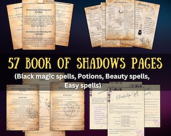 57 Book of shadows Pages, Witchcraft Printable grimoire pages, witchy spellbook, Occult, spells and rituals, BOS Page