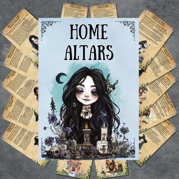 Home altars grimoire pages, altar setup, Book of shadows, witch altars, wicca, printable, witchcraft tools, BOS pages