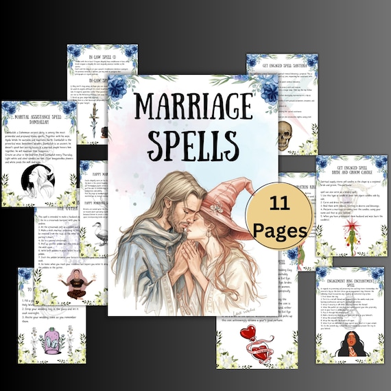 Marriage spells bundle, witchcraft book of spells, wicca magic spells, witchy, pagan, occult, Baby witch, Printable grimoire spells sheet