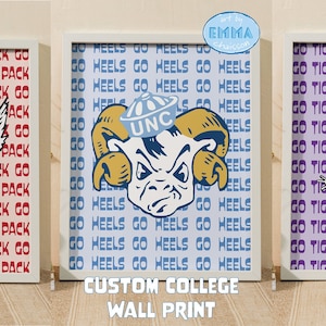 Impresiones de pared universitarias personalizadas / Impresión de pared preppy de moda / Decoración de pared personalizada / Mascota universitaria / UNC / NCSU / NC