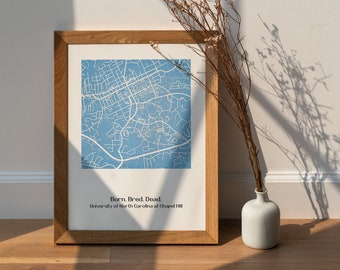 Trendy College Wall Decor | Poster Print | Chapel Hill Wall Decor | UNC Room Decor | College Map Printing