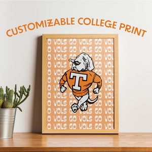 Custom College Wall Prints | Trendy Preppy Wall Print | Custom Wall Decor | College Mascot | UNC | LSU | Vols | USC | Alabama