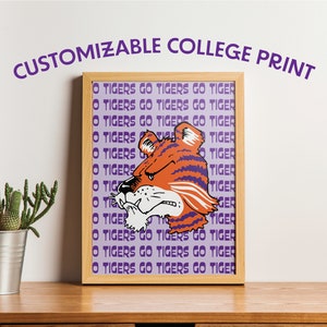 Custom College Wall Prints | Trendy Preppy Wall Print | Custom Wall Decor | College Mascot | Texas | Clemson | Vols | USC | Alabama